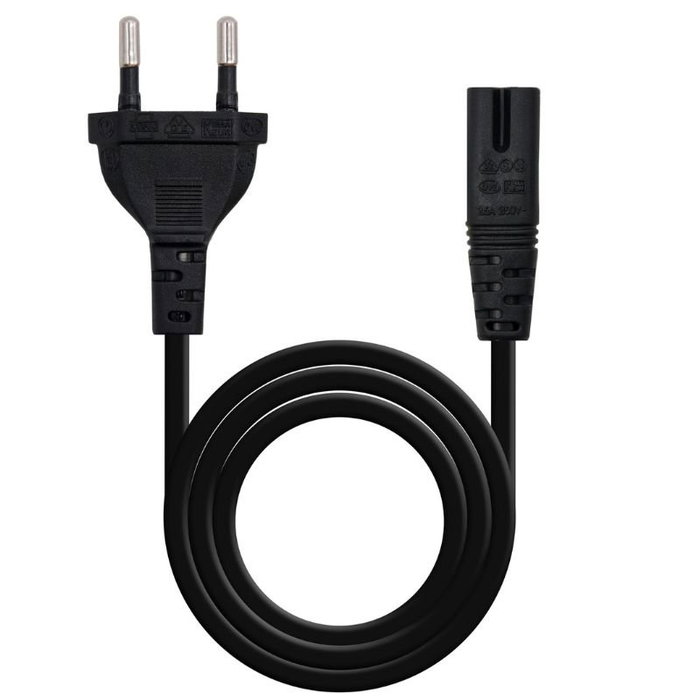 Nanocable Cable de Alimentación Forma 8 CEE7/16/M a C7/H, 3m, Negro